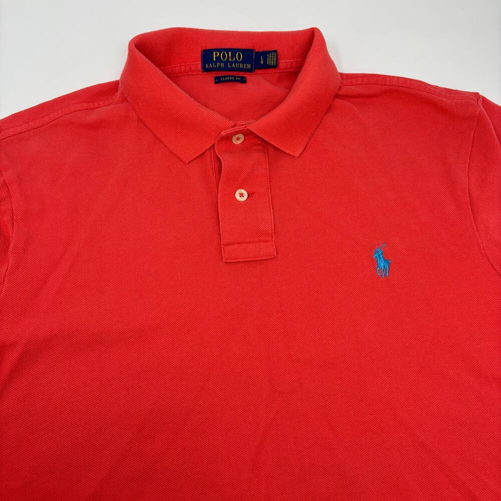 Polo Ralph Lauren Large Solid Mandarin Short Sleeve Cotton Classic Fit Shirt